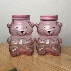 PINK GLASS TEDDY BEAR JARS